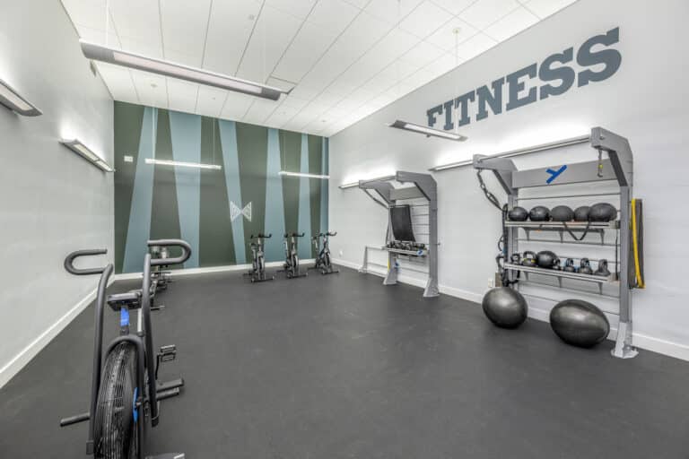 Mezzo of Tampa Palms Apartments yoga/spin room.