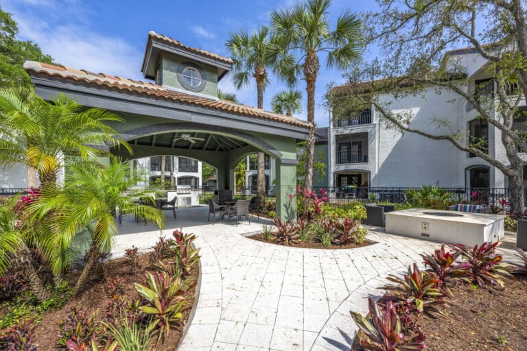 Mezzo of Tampa Palms Apartments fireplace.