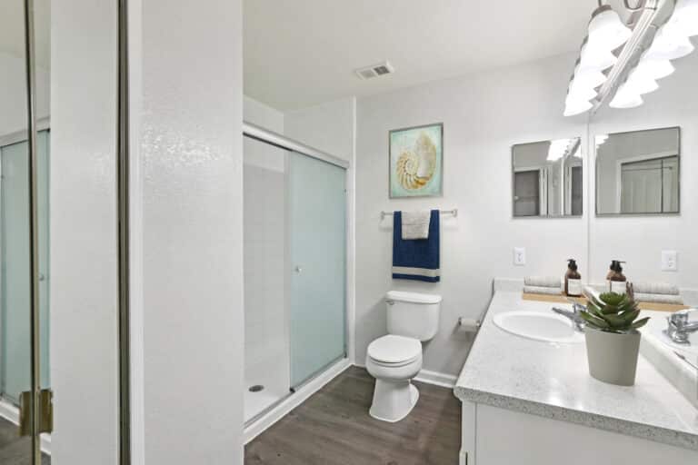 Modern bathroom at Mezzo of Tampa Palms apartments