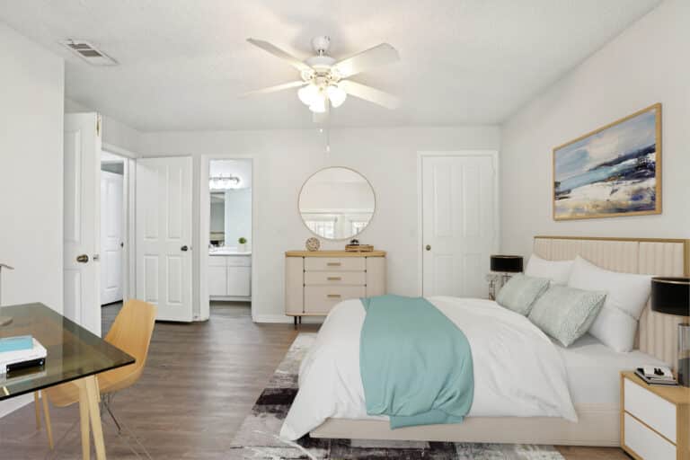 Bedroom interior at Mezzo of Tampa Palms apartments
